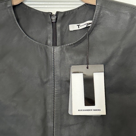 Brand New T by Alexander Wang Leather Lambskin Leather Color block Top Size 2 - Picture 2 of 8